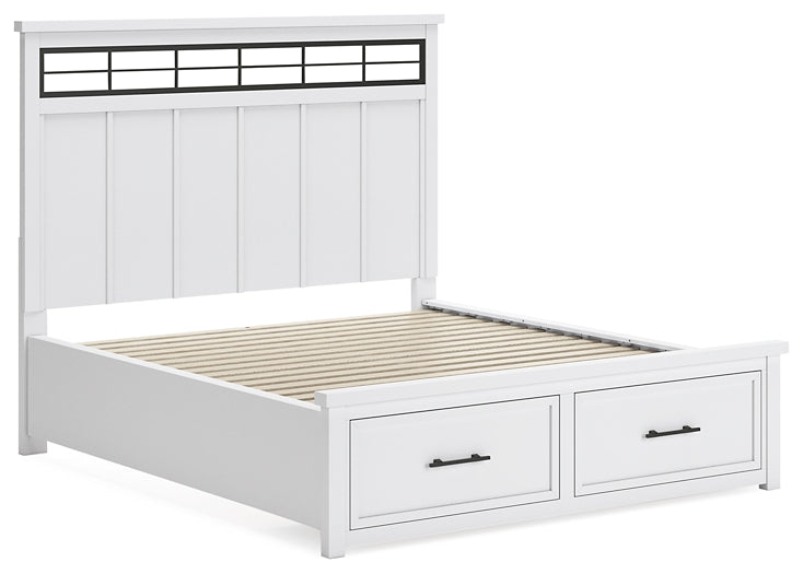 Ashbryn California King Panel Storage Bed, Dresser, Mirror and Nightstand