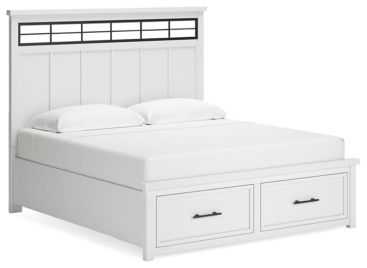 Ashbryn King Panel Storage Bed, Dresser, Mirror and Nightstand