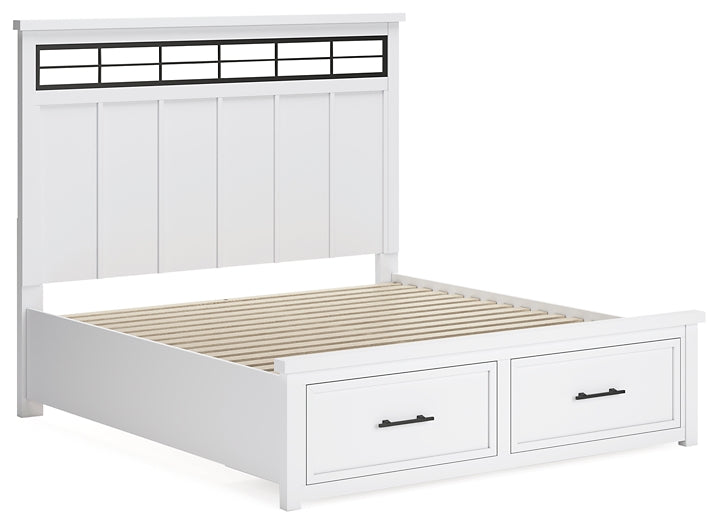 Ashbryn King Panel Storage Bed, Dresser, Mirror, Chest and Nightstand
