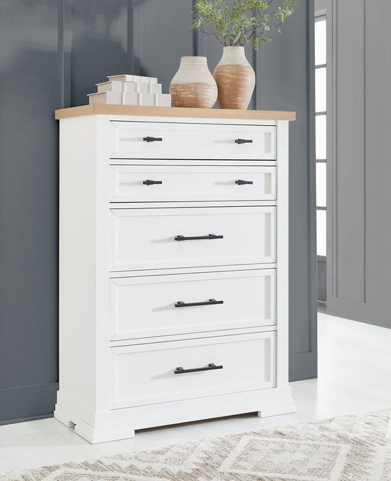 Ashbryn King Panel Storage Bed, Dresser, Mirror, Chest and Nightstand