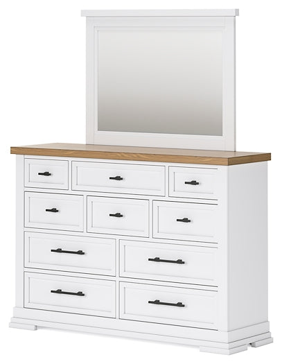 Ashbryn California King Panel Storage Bed, Dresser and Mirror