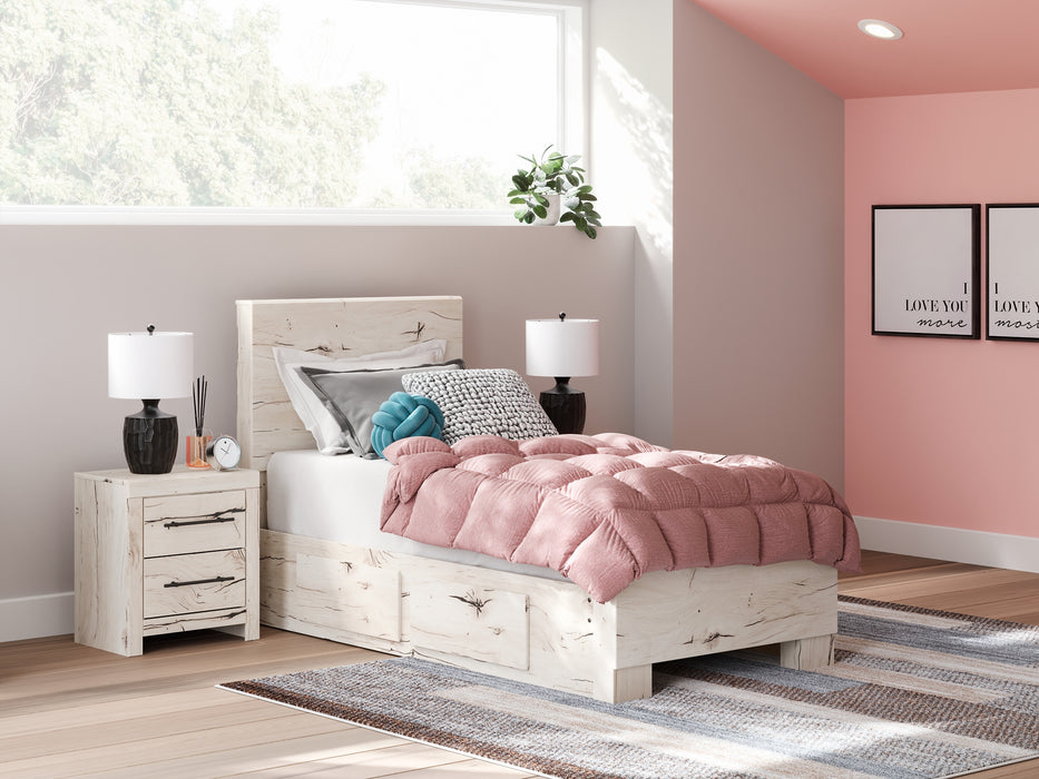 Lawroy Twin Panel Bed with Storage, Dresser and Mirror