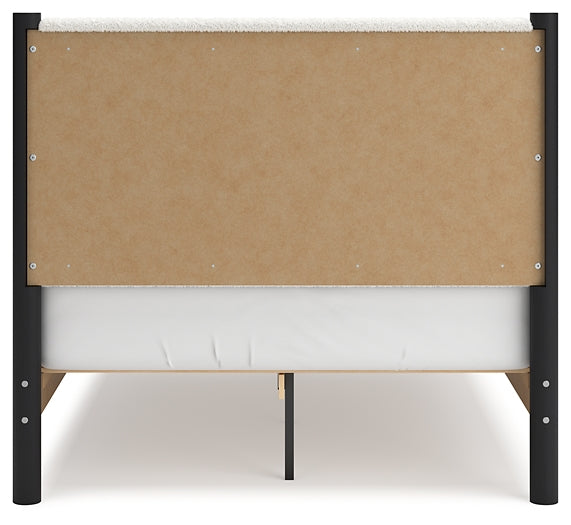 Cadmori Full Upholstered Panel Bed, Dresser, Mirror, Chest and Nightstand
