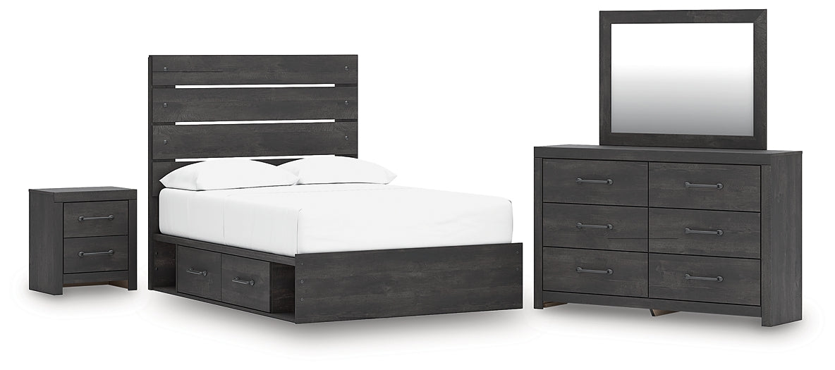 Hollivern Full Panel Storage Bed, Dresser, Mirror and Nightstand