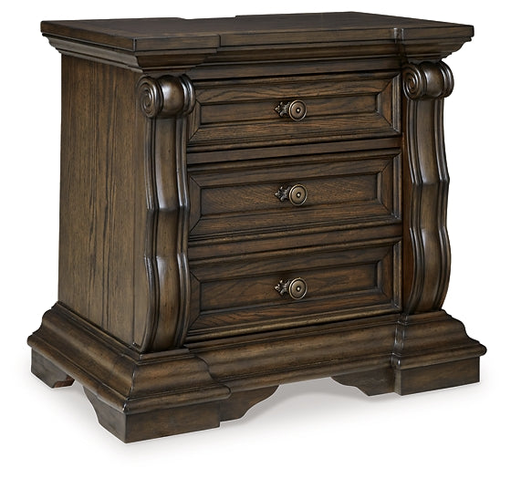Maylee King Canopy Bed, Dresser, Mirror, Chest and Nightstand