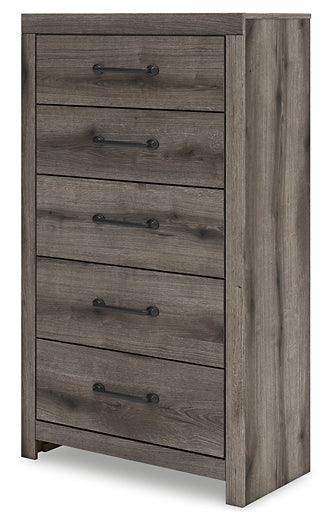 Graystorm King Panel Bed, Dresser, Mirror, Chest and Nightstand