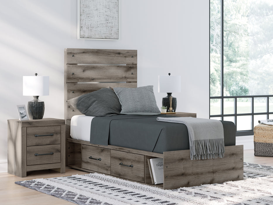 Graystorm Twin Panel Storage Bed, Dresser, Mirror, Chest and Nightstand