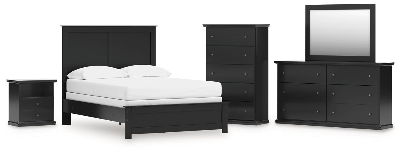 Maribel Full Panel Bed, Dresser, Mirror, Chest and Nightstand