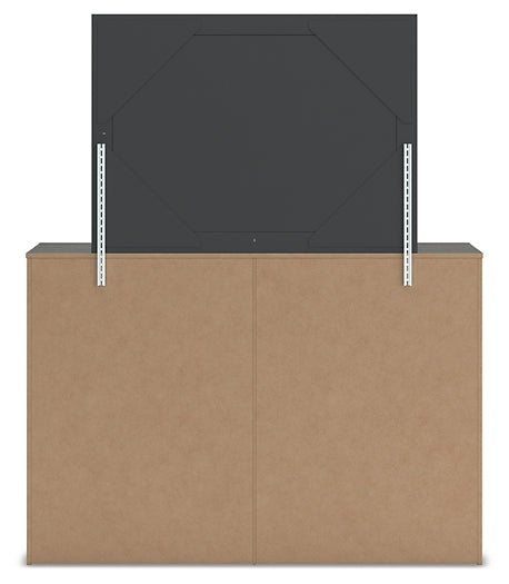 Fraluna King Panel Storage Bed, Dresser, Mirror, Chest and Nightstand