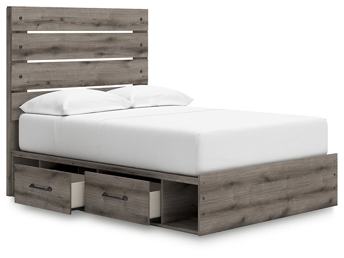 Graystorm Full Panel Bed with Storage, Dresser, Mirror and Nightstand