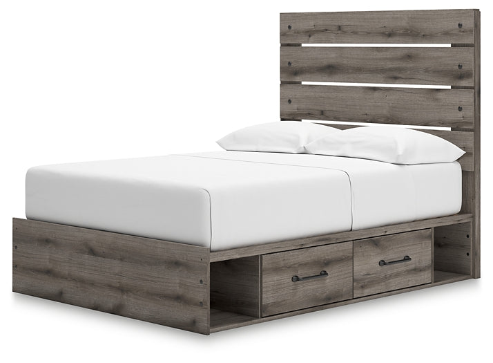 Graystorm Full Panel Bed with Storage, Dresser, Mirror and Nightstand