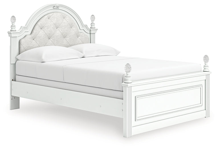 Kozlani Full Upholstered Panel Bed, Dresser, Mirror and Nightstand