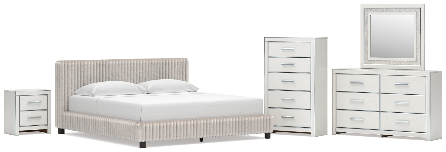 Zuraleus King Upholstered Bed, Dresser, Mirror, Chest and Nightstand