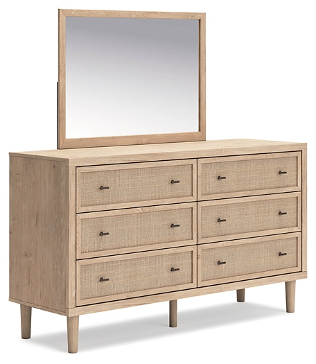 Cielden King Upholstered Bed with Roll Slats, Dresser, Mirror, Chest and Nightstand
