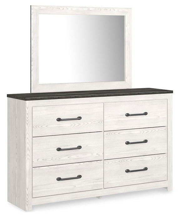 Gerridan King Panel Bed with Mirrored Dresser, Chest and Nightstand