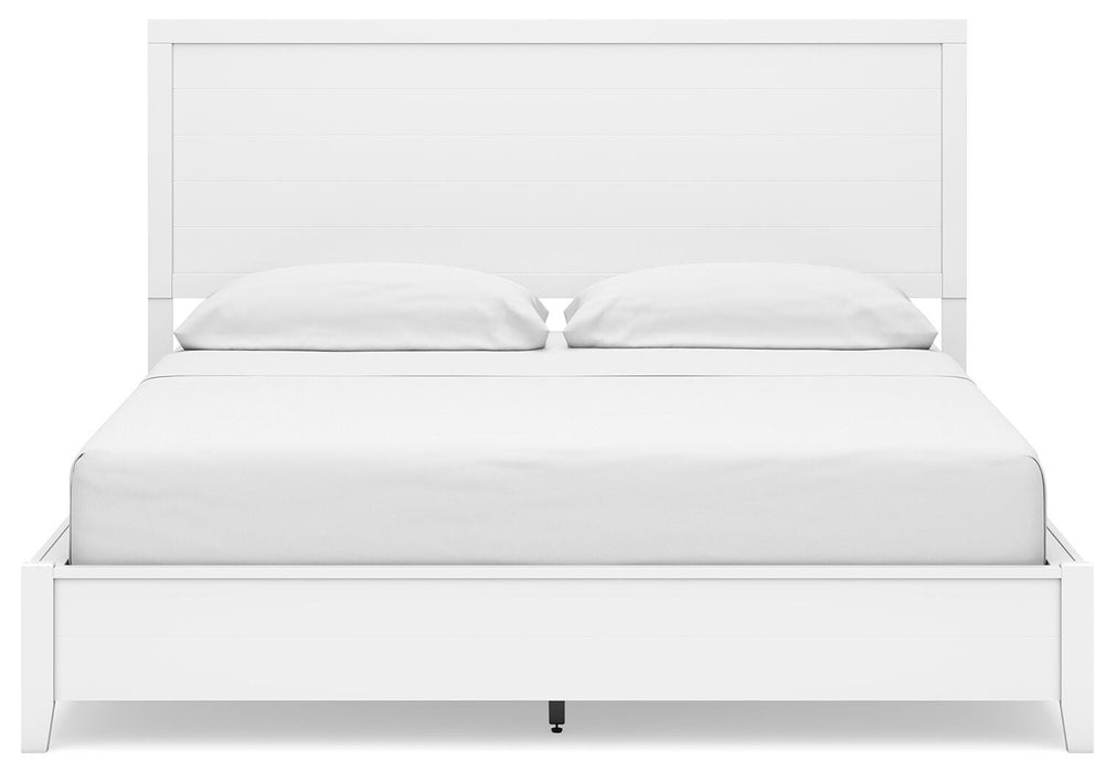 Binterglen California King Panel Bed with Mirrored Dresser and Nightstand