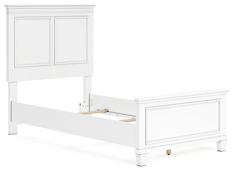 Fortman Twin Panel Bed with Mirrored Dresser, Chest and Nightstand