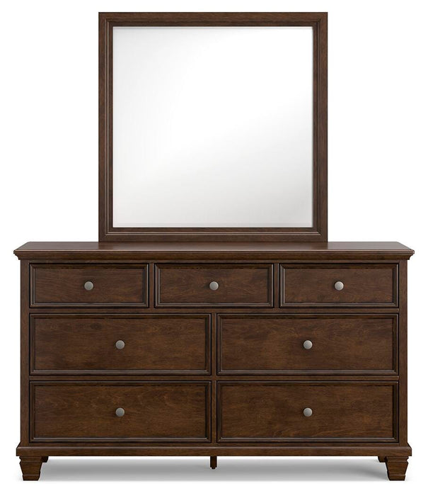 Danabrin King Panel Bed with Mirrored Dresser, Chest and Nightstand