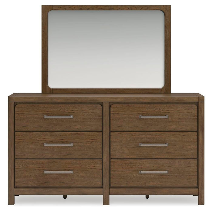 Cabalynn Queen Panel Bed with Storage with Mirrored Dresser