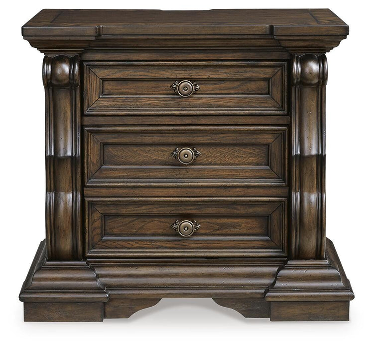 Maylee King Upholstered Bed, Dresser, Mirror, Chest and Nightstand