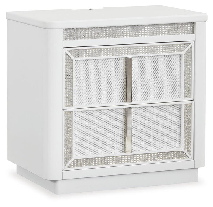 Chalanna King Upholstered Storage Bed, Dresser, Mirror, Chest and Nightstand