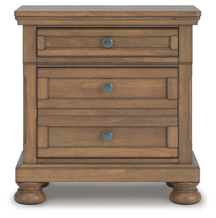 Feddinger King Storage Sleigh Bed with Mirrored Dresser, Chest and Nightstand