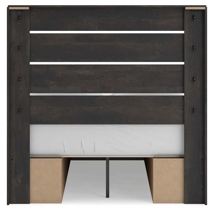 Hollivern Full Panel Bed with Storage, Dresser, Mirror, Chest and Nightstand