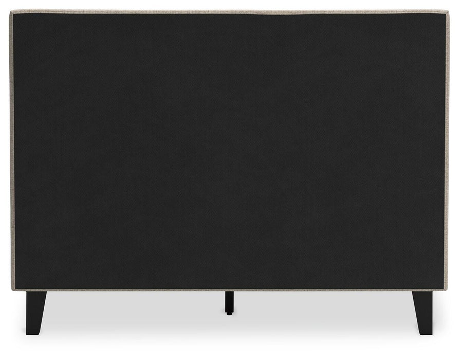 Cielden Full Upholstered Bed with Roll Slats, Dresser and Mirror