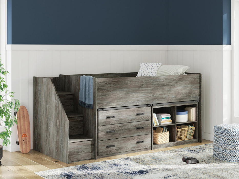 Frandern Twin Loft  Bed with Bookcase and Drawer Storage