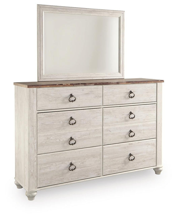 Willowton King Panel Bed with Mirrored Dresser