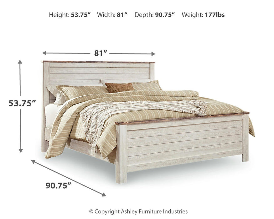 Willowton King Panel Bed with Mirrored Dresser