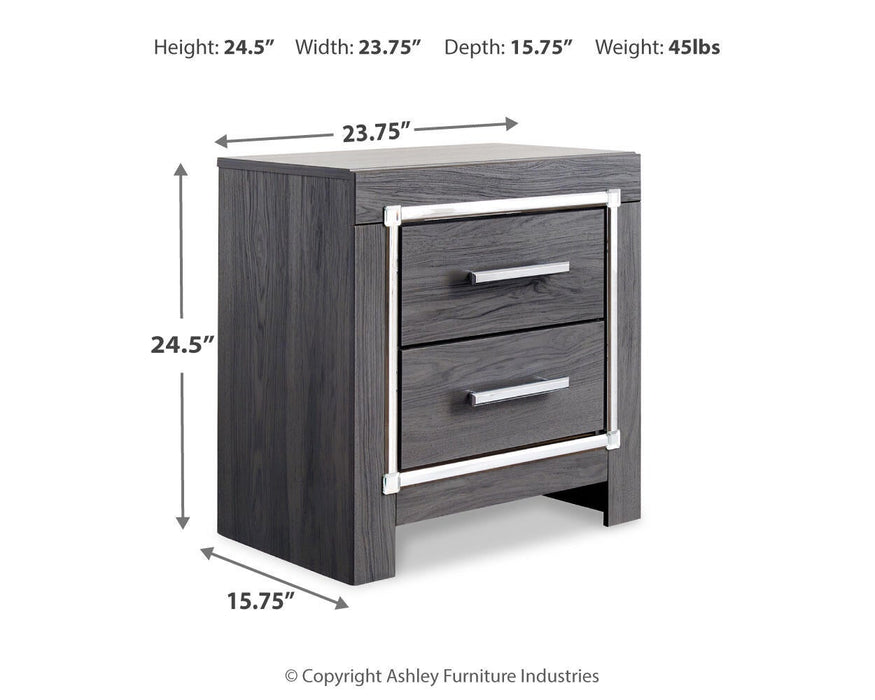 Lodanna Full Panel Bed with 2 Storage Drawers with Mirrored Dresser, Chest and Nightstand