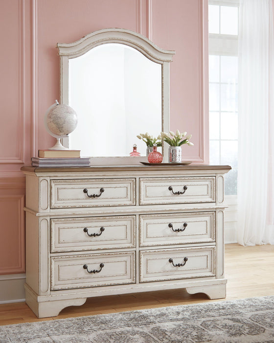 Realyn Full Panel Bed with Mirrored Dresser