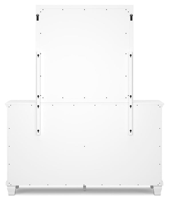 Fortman Full Panel Bed with Mirrored Dresser, Chest and Nightstand