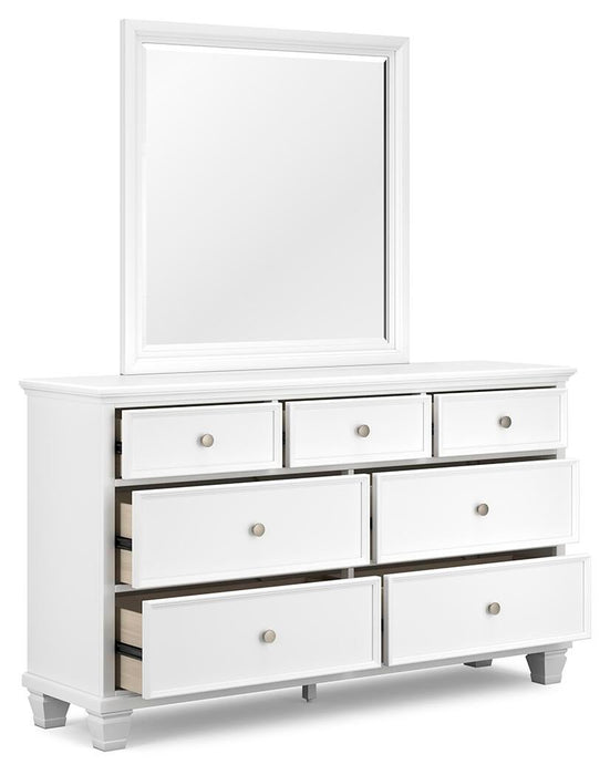 Fortman Full Panel Bed with Mirrored Dresser, Chest and Nightstand