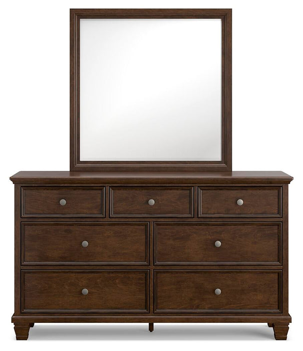 Danabrin Queen Panel Bed with Mirrored Dresser and Nightstand