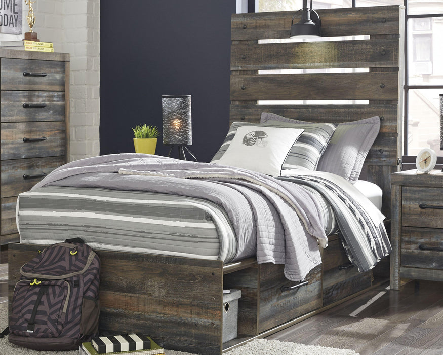 Drystan Twin Panel Headboard Bed with Mirrored Dresser