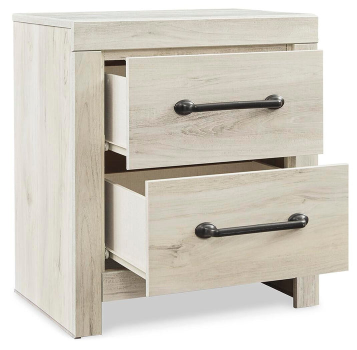 Cambeck Queen Panel Bed with 2 Storage Drawers with Mirrored Dresser and Nightstand