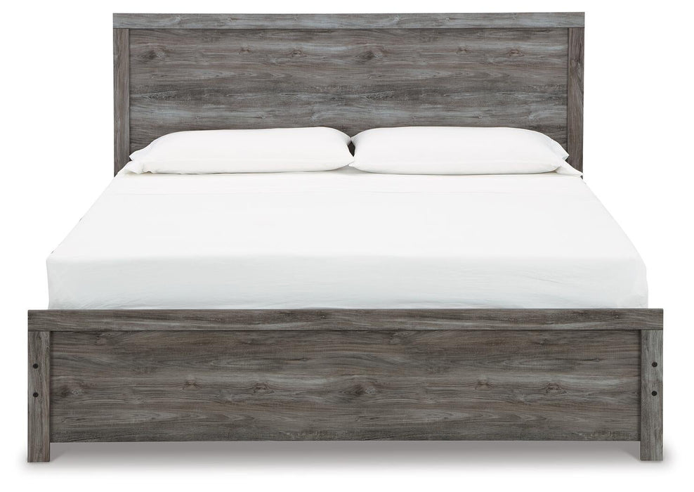 Bronyan King Panel Bed with Mirrored Dresser