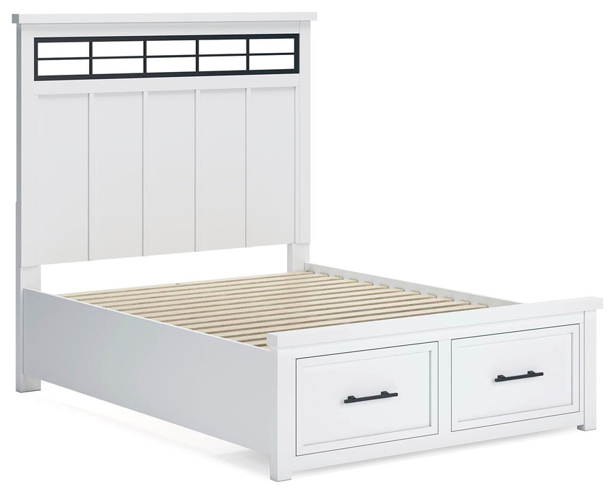 Ashbryn Queen Panel Storage Bed, Dresser, Mirror and Nightstand
