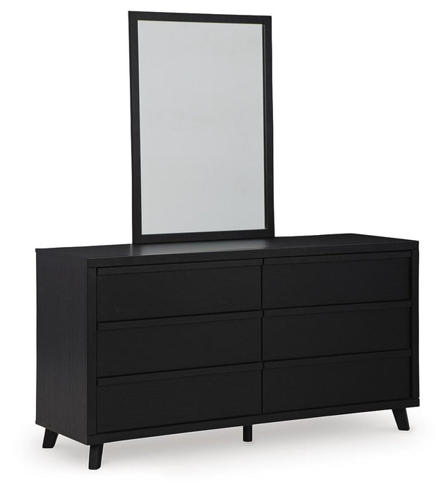 Danziar Queen Panel Bed with Mirrored Dresser