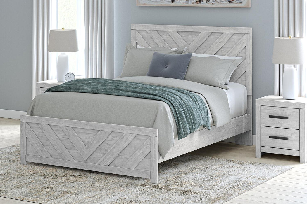 Cayboni Queen Panel Bed with Mirrored Dresser and Nightstand