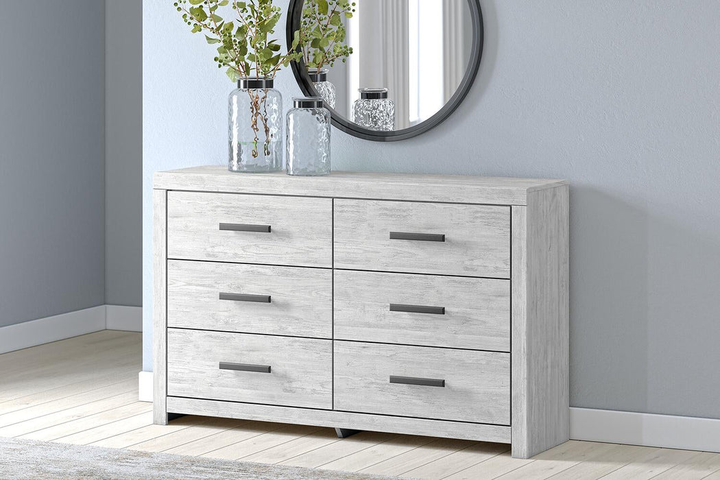 Cayboni Full Panel Bed with Mirrored Dresser