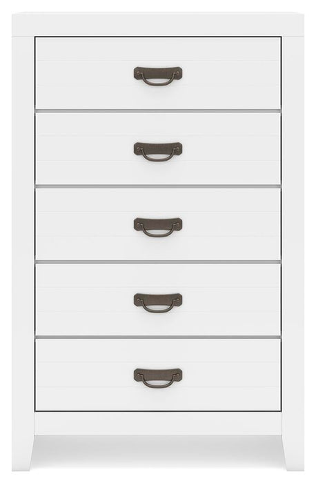 Binterglen California King Panel Bed, Dresser, Mirror, Chest and Nightstand