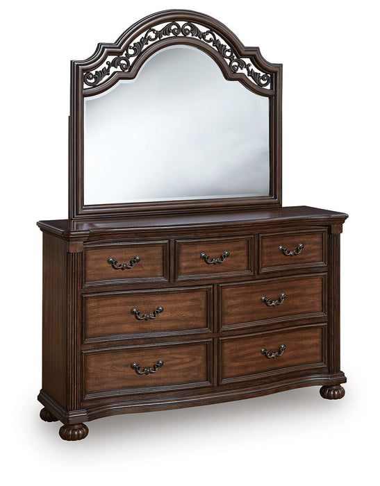 Lavinton King Poster Bed with Mirrored Dresser