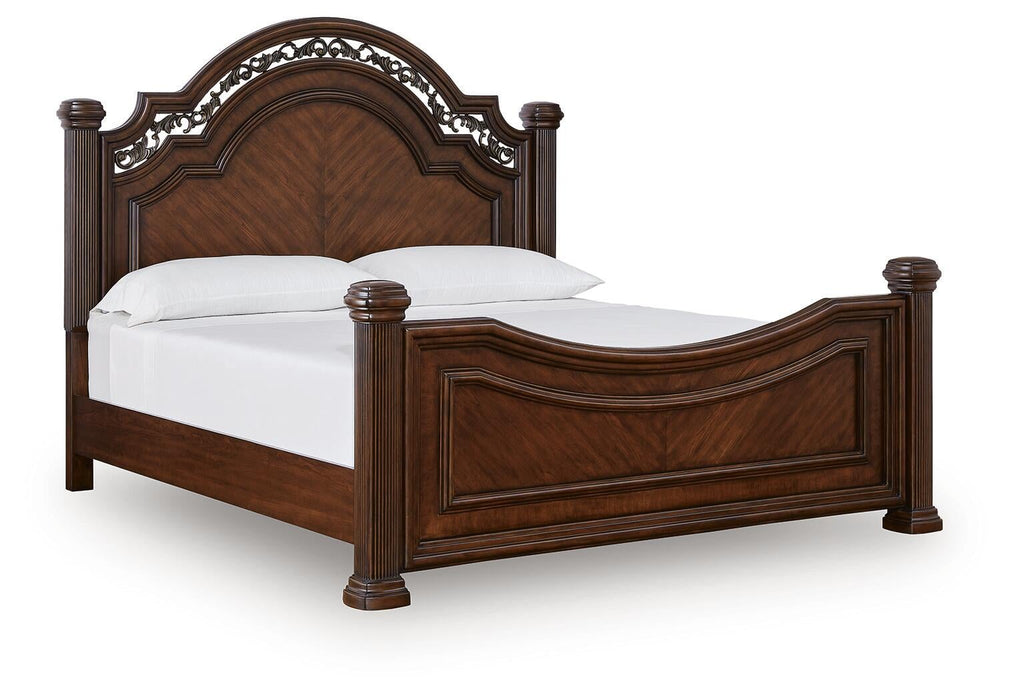Lavinton King Poster Bed with Mirrored Dresser and Nightstand