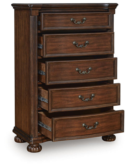 Lavinton California King Poster Bed, Dresser, Mirror, Chest and Nightstand
