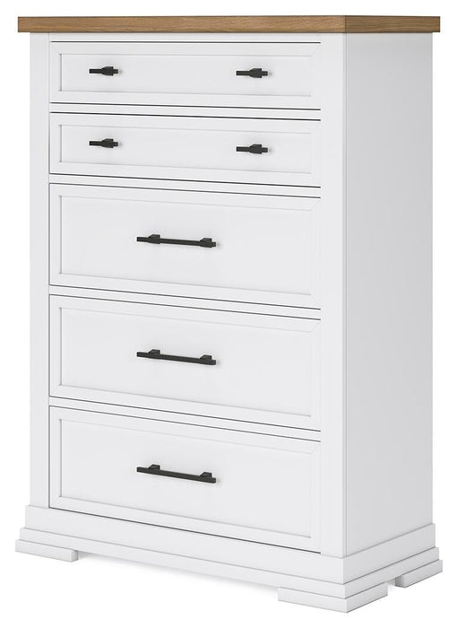 Ashbryn King Panel Storage Bed, Dresser, Mirror, Chest and Nightstand