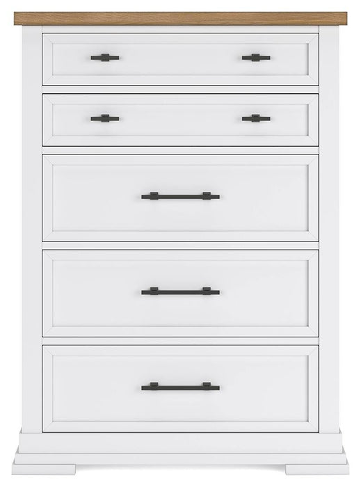 Ashbryn California King Panel Storage Bed, Dresser, Mirror, Chest and Nightstand