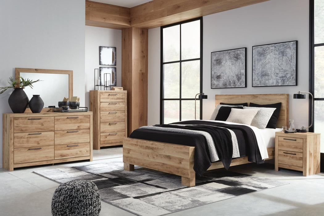 Hyanna King Panel Bed, Dresser, Mirror and Nightstand